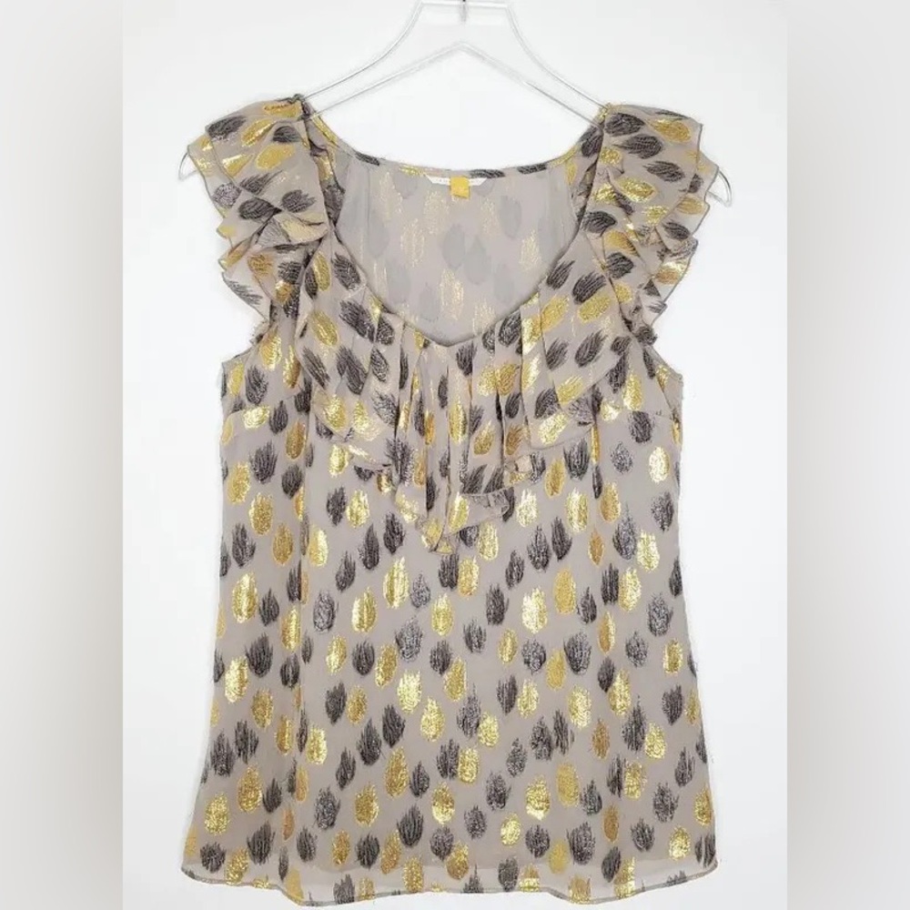leifsdottir Gold & Gray Metallic Ruffle Sleeveless Top